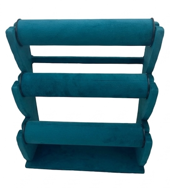 Premium 3-Tier Suede Fabric Bangle & Bracelet Display Stand | Luxury Jewelry Display
