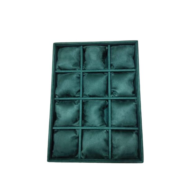 Professional 12-compartment watch display tray for exhibitions, showcases, and product photography.