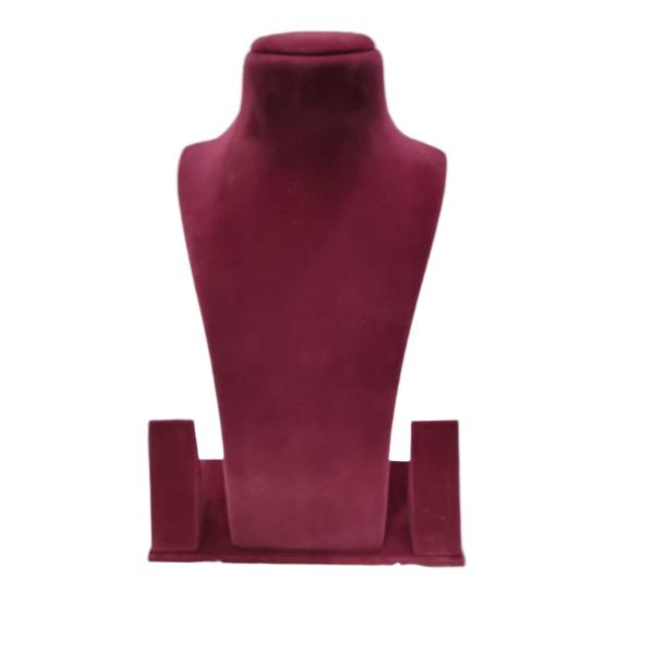 Luxury suede velvet jewelry display bust designed for showcasing necklaces, pendants, chains, and matching earrings in retail stores, boutiques, exhibitions, and professional product photography.