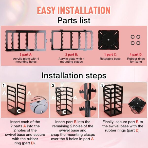 Plastic rotating multi tier black earring display stand for jewelry shop counter