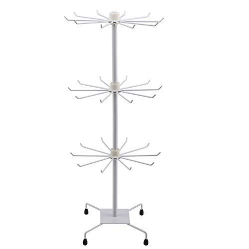 3 Tier Rotating Metal Display Stand with Hooks |  Retail Counter Display Rack