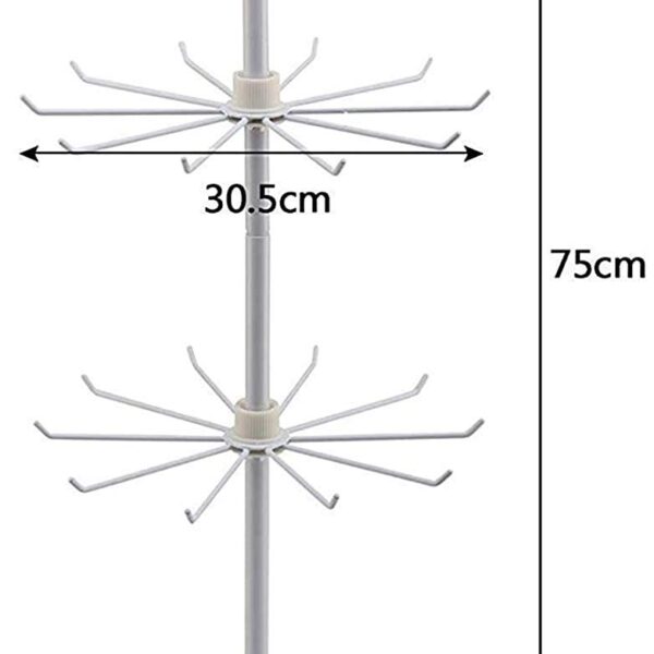 3 tier rotating metal display stand with hooks for retail stores