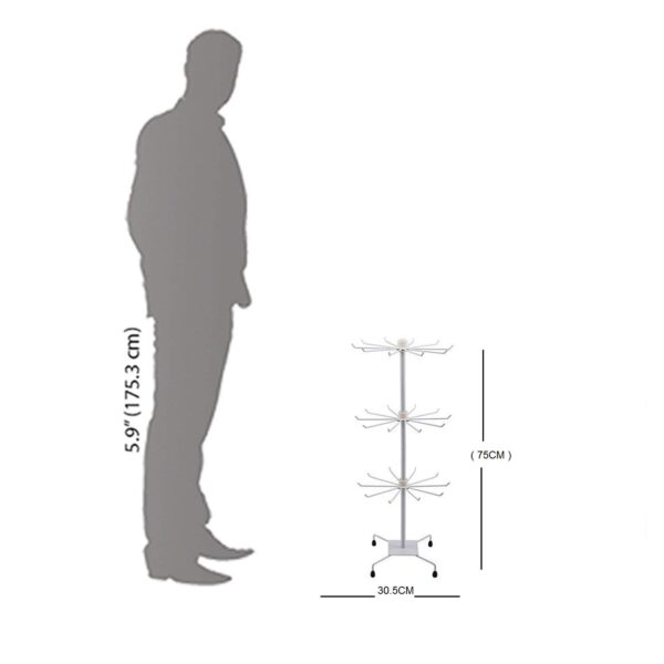 3 tier rotating metal display stand with hooks for retail stores